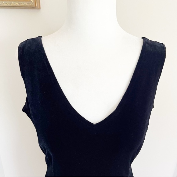 Jeffrey & Dara Velvet Dress Sz 8P Black Beaded Fringe Hem Evening Cocktail - Picture 5 of 9